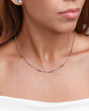 Gargantilha Grumet Retangulos Cristal Ródio Branco - 45 cm