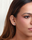 Brinco Retangular Cristal Médio Ródio Branco