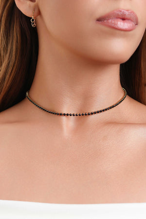 Choker Riviera Preto Banhado a Ouro 18K