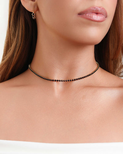Choker Riviera Preto 3 mm Banhado a Ouro 18K - 30 cm