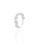 Anel Flores Cravejadas Zirconia Tamanho M Ródio Branco