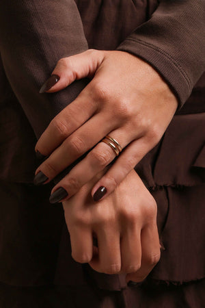 Anel Aro Duplo Tamanho M Banhado a Ouro 18K