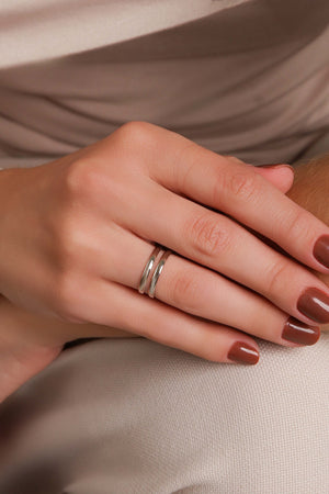 Anel Aro Duplo Tamanho M Ródio Branco