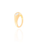 Anel Zirconia Oval Tamanho 13 Banhado a Ouro 18K