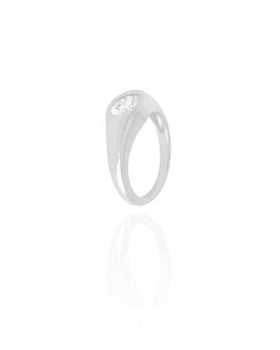 Anel Zirconia Oval Tamanho 21 Ródio Branco