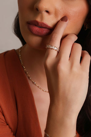 Anel Cravejado Gotas Cristal Tamanho 12 Banhado a Ouro 18K