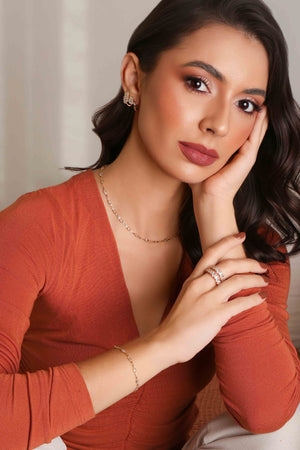 Anel Cravejado Gotas Cristal Tamanho 16 Banhado a Ouro 18K