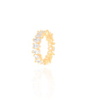 Anel Cravejado Gotas Cristal Tamanho 22 Banhado a Ouro 18K
