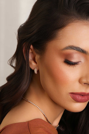 Brinco Argola Perolada Cravejada Cristal Banhado a Ouro 18K