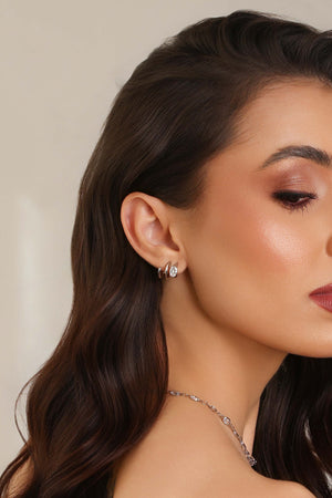 Brinco Três Filetes Ponto de Luz Cristal Ródio Branco