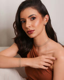 Brinco Argola Abaulada Cravejada Cristal Banhado a Ouro 18K