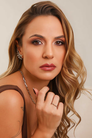 Gargantilha Elos Ponto de Luz Cristal Ródio Branco