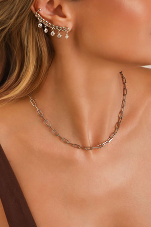 Gargantilha Elos Ponto de Luz Cristal Ródio Branco