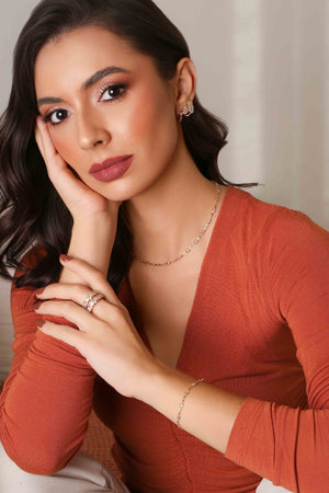 Choker Zircônia Navete Banhado a Ouro 18K - 32 cm