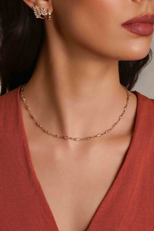 Choker Zircônia Navete Banhado a Ouro 18K - 32 cm