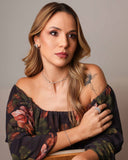 Choker Zircônia Navete Ródio Branco - 32 cm