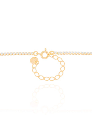 Gargantilha Rivieira Cristal Banhado a Ouro 18K - 45 cm