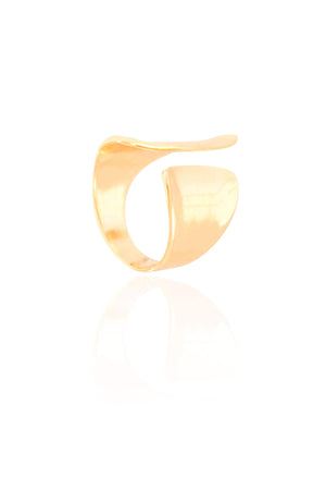 Anel Ajustável Tamanho G Orgânico Liso Banhado a Ouro 18K
