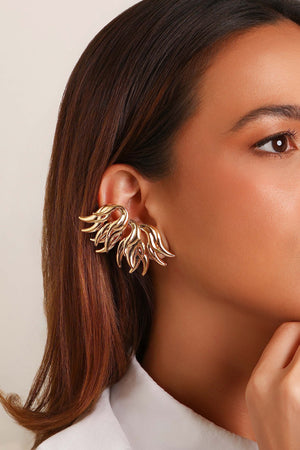 Brinco Ear Cuff Asa Lisa 6.5 cm Banhado a Ouro 18K