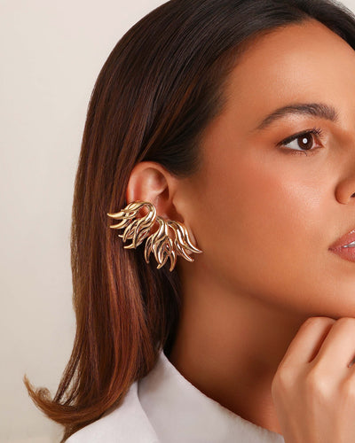 Brinco Ear Cuff Asa Lisa 6,5 cm Banhado a Ouro 18K