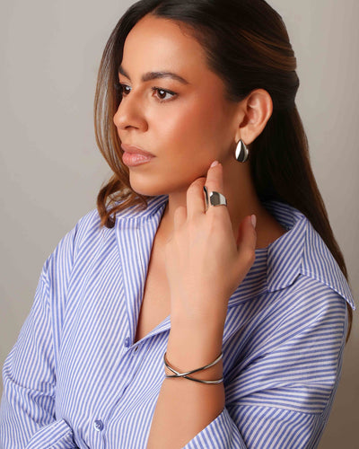 Bracelete Tubo X Liso Ródio Branco