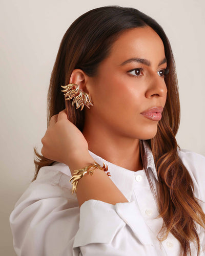 Pulseira Asas Lisas Banhado a Ouro 18K
