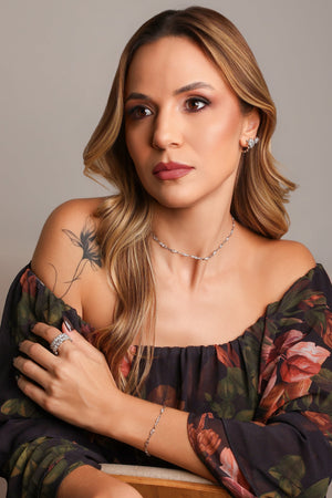 Pulseira Navetes Zircônia Ródio Branco