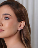 Brinco Duplo Circulo Ponto de Luz e Circulo Cravejado Cristal Ródio Branco