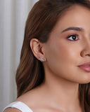 Brinco Duplo Laço Três Cristal e Laço Liso Cristal Banhado a Ouro 18K