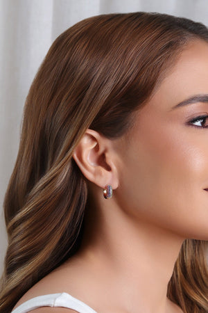 Brinco Argola Cravejada Colorida Banhado a Ouro 18K