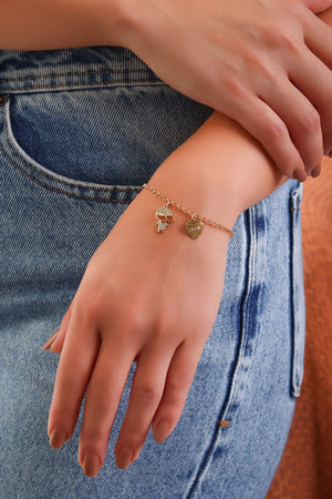 Pulseira Filho Menino Coração com Amor Banhado a Ouro 18K
