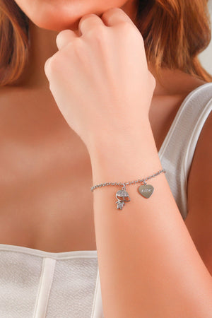 Pulseira Filho Menino Coração com Amor Ródio Branco