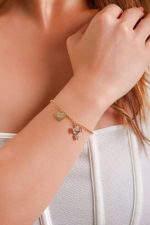 Pulseira Filha Menina Coração com Amor Banhado a Ouro 18K