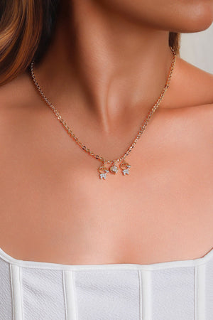 Gargantilha Filhos Dois Meninos com Coração Cravejado Elos Portugueses Banhado a Ouro 18K