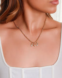 Gargantilha Filhas Duas Meninas com Coração Cristal Banhado a Ouro 18K - 45 cm