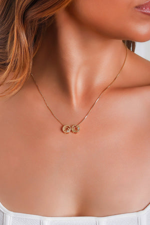 Gargantilha Veneziana Filhas Duas Meninas Detalhe Ponto de Luz Cristal Banhado a Ouro 18K - 45 cm