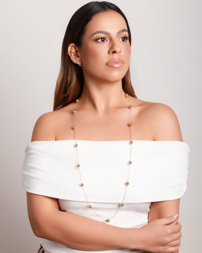Brinco Ear Jacket Bolinha Lisa Banhado a Ouro 18K