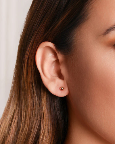 Brinco Ear Jacket Bolinha Lisa Banhado a Ouro 18K