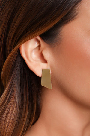 Brinco Ear Jacket Duas Chapas Lisas Banhado a Ouro 18K