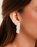 Brinco Ear Jacket Duas Chapas Lisas Ródio Branco