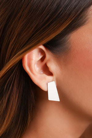 Brinco Ear Jacket Duas Chapas Lisas Ródio Branco