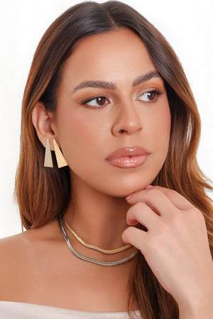 Brinco Chapa Triangular Lisa Banhado a Ouro 18K