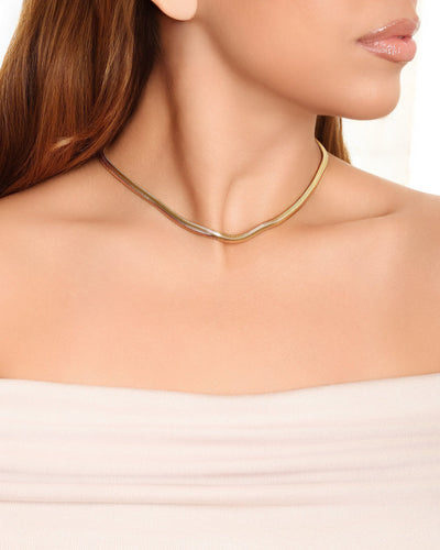 Choker Snake 5 mm Banhado a Ouro 18K - 32 cm
