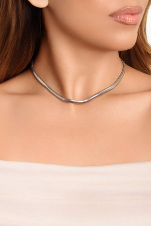Choker Snake Ródio Branco - 32 cm