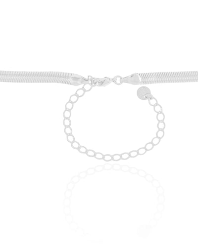 Choker Snake 5 mm Ródio Branco - 32 cm