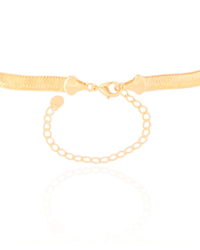 Choker Malha Fita 7 mm Banhado a Ouro 18K - 32 cm