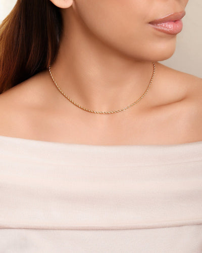 Choker Cordão Baiano 2 mm Banhado a Ouro 18K - 32 cm