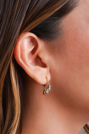 Brinco Argola Cristais Coloridos 6 mm Banhado a Ouro 18K