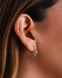 Brinco Argola Quadrados Cravejado Coloridos Banhado a Ouro 18K