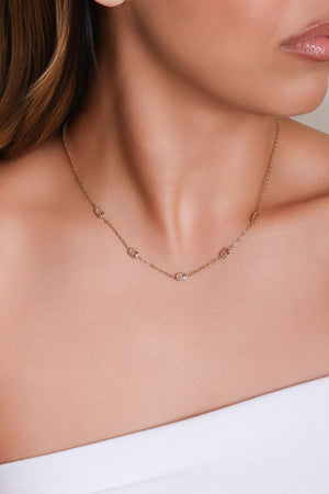 Gargantilha Baguetes Citrino Banhado a Ouro 18K - 40 cm